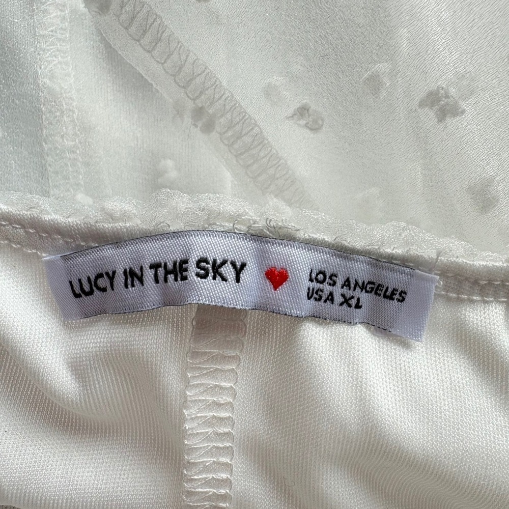 Lucy in the Sky White/Cream Swiss Dot Sweetheart Neckline Dress Size XL Romantic - Picture 7 of 8